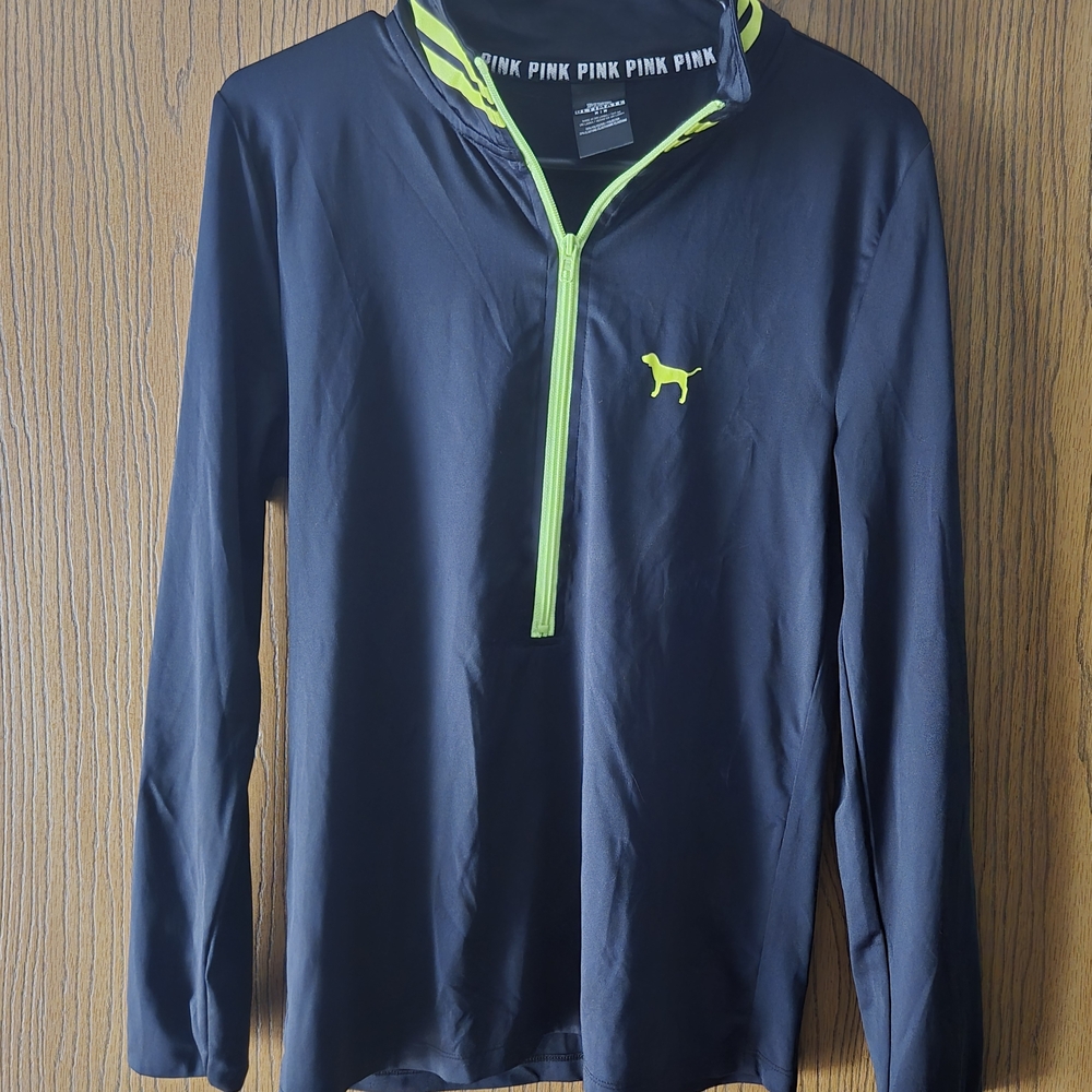 Victoria's Secret Black Pullover with Neon Green Details